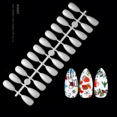 China Japanese Design Nail Polish Color Card Almond Form Practice Display Appearance Card Artificial Nail Tips for sale