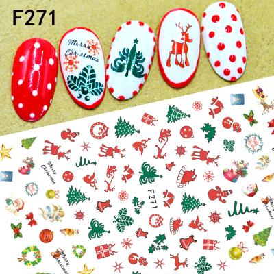 China Environmental Protection Christmas Nail Sticker Snowman Elk Christmas Tree Santa Claus Christmas Nail Sticker for sale