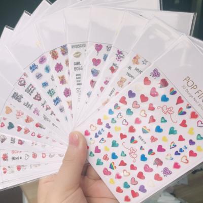 China 2022 New Environmental Protection Valentine's Day Heart Love Color Letters Lip Nail Stickers Red Lip Nail Stickers WG817-835 for sale