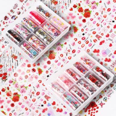 China Environmental protection Valentine's Day nail art star paper pink lip rose flower nail art transfer sticker for sale