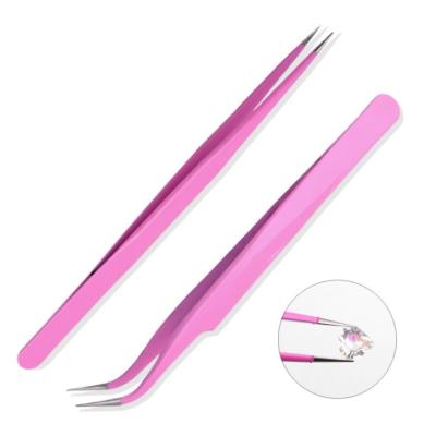 China Wholesale Pink Curved Straight Nail Tip Manicure Nail Tools Tweezers Nail Drill Clip Accessories Tools for sale