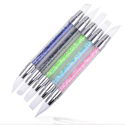 China NAIL Nail Art Tools Nail Carvings Embossing Pen Nail Gel Tip Pen With Dual Head Drill Super Soft Silicone Pen for sale