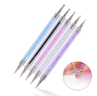 China Professional Nail Art Brush Double Head 5pcs Nail Diamond Dotting Pen Set Nail Tools Supplies for sale