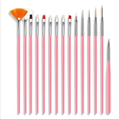 China Colorful NAIL Metal 15 Pcs Nail Art Liner Brush Design Painting Pen Nail Art Brush Set 3d for sale