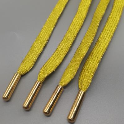 China High Quality Eco-Friendly/Washable Metallic Gold Christmas Flat Yarn Lace With Gold Metal Tips for sale