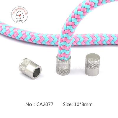 China Custom Round Special Shaped Metal Stopper Drawstring Hoodie Rope Glossy End for sale