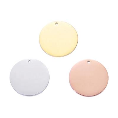 Cina New Design Mirror Stainless Steel Circle Shape Single Hole Metal CLASSIC Flat Cut Pendant Dog Tag For Pet in vendita