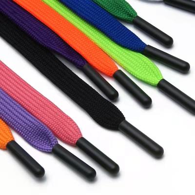 China Fashion. custom high quality.washable.eco-friendly.colorful logo metal tips Hoodie string high quality polyester flat 16mm18mm20mm tubular lace en venta