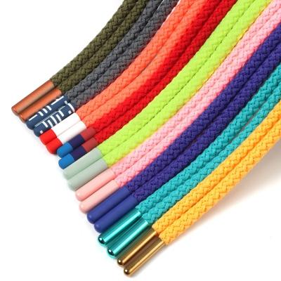 China Flat All Cord Series Custom Drawstring Tie Up Colorful Round Drawstring Hoodie String String With Metal Tips en venta