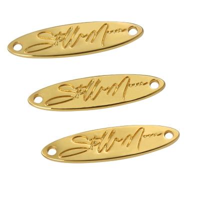 China Viable Custom Engraved Gold Color Garment Label Hardware Custom Accessories Bags Brand Metal Tags for sale