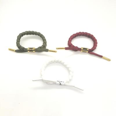 China New arrived BOHEMIA/casual polyester rope bracelet with custom metal tips and beads en venta