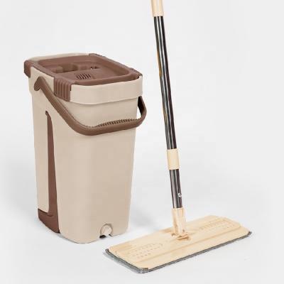 China Durable New Highly Professional Squeeze Flat Bucket With Broom Set Cleaning Bucket Mop for sale