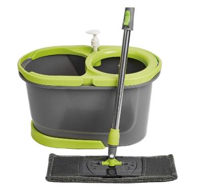 China Sustainable Four Side Wringing Type 4 Flat Mopheads Cleaning 360 Wringer Floor Bucket Broom Rod Set for sale