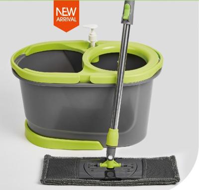 China Best Selling Sustainable 2 Mopheads Floor Rectangle Cleaning Mop With Double Separation Bucket for sale