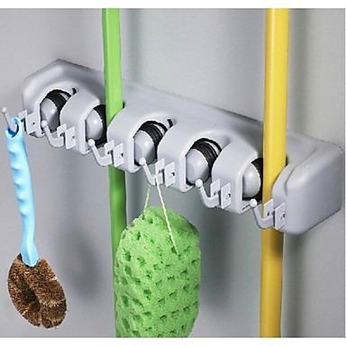 China Viable Factory Wholesale Wall Mounted Plastic Magic Mop And Broom Organizer for sale