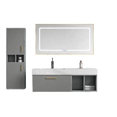 China Modern wall mounted bathroom cabinet with rock stone top countain furniture for sale