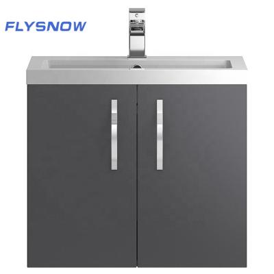 China Small Gray Bathroom Wall Vanities Environment Friendly French MDF Wash Cabinet Unit for sale