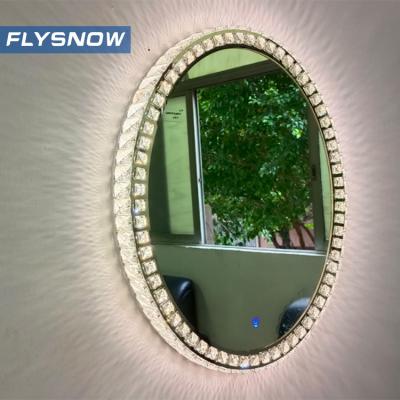 China Magnifying Luxury Diamond Decorative LED Mirrors Vanity Bathroom Smart Touch for sale