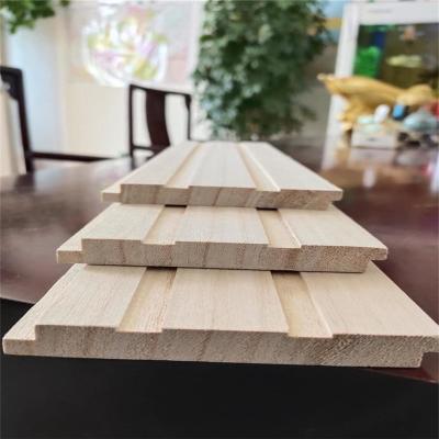 China Exterior Paulownia Wall Paneling Decor Interior Wall Panel Sanded Solid Wood Cladding for sale