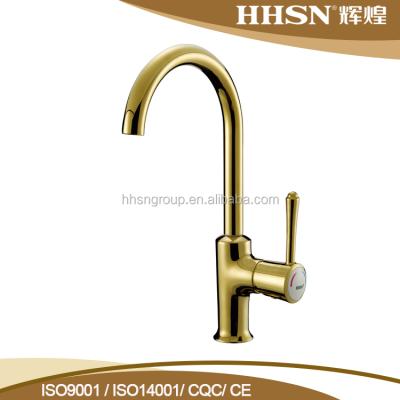 China HHSN Contemporary German Gold Plated Kitchen Faucets , Gold Single Lever Sanitary Kitchen Mixer HH-125109 for sale