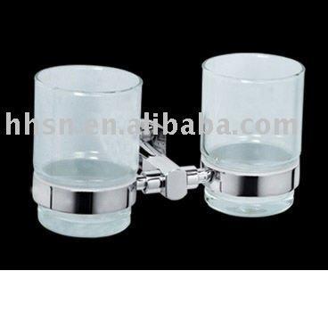 China HHSN Double Stocked Toothbrush Cup Holder With Glass Cup for sale