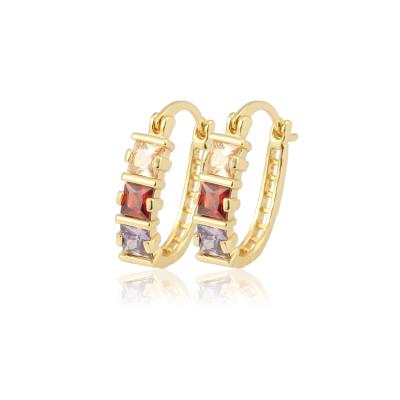 China New CLASSIC Zircon CZ Color 14k Gold Stud Earrings For Wedding Bijoux Brincos Jewelry Huggie Earrings Women Earrings for sale