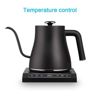 China 0.8L Temperature Control Stainless Steel Electric Kettle with Mini Long Insulation Coffee Pot Constant Temperature Control Gooseneck Spout Teapot for sale