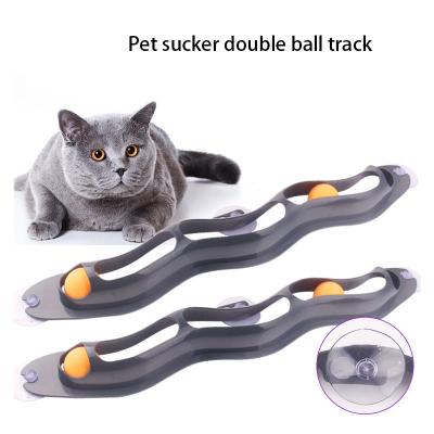 China Stocked Pet Toys, Adsorption Ping Pong Track Ball, Interactive Funny Cat Toy Set, Wholesale Pet Supplies for sale