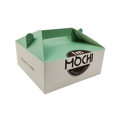 China Eco Friendly Recyclable Custom Printed Paper Packaging Donuts / Cookie Box / Muffins Food With Handle for sale