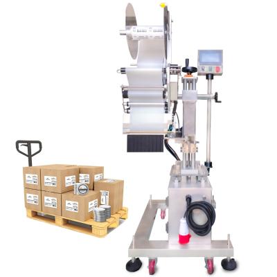 China Ym320 Automatic Carton Box Two Sides Sticker Corner Sealing Machine Plastic Paper Big Box Labeling Machine for sale