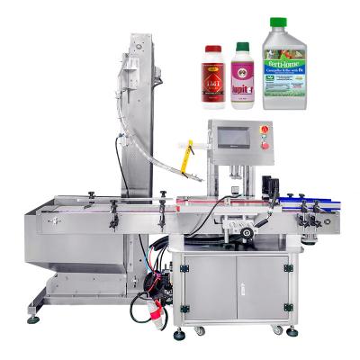 중국 Automatic Plastic Fertilizer Insecticide Bottle Spray Capper Screw Capping Machine 4 Wheels 판매용