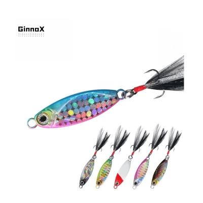 China Wholesale Lead Ginnox Hard Metal Saltwater Feather 5g 10g 15g 20g Freshwater Fast Sinking Jigs Surf Long Build Fishing Lure for sale