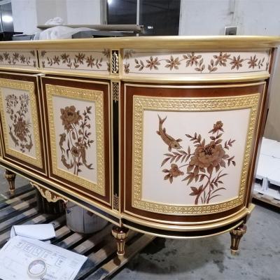 China (Height) Adjustable Hotel Furniture Luxury Living Room Cabinets Chuangdian Gold-foiled Foshan Mirrored Jewelry Armoire for sale