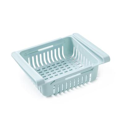 China Viable Retractable Adjustable Fridge Storage Box Drawer Basket Fridge Drawer Compartment Storage Rack for sale