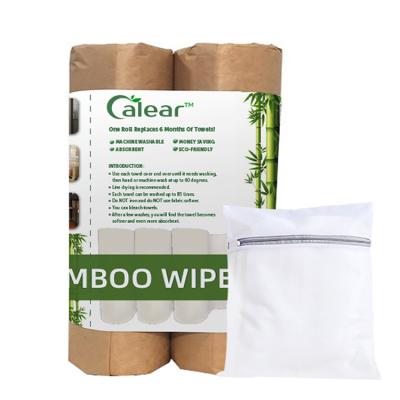 China Sustainable Biodegradable Bamboo Paper Towel Reusable Bamboo Fiber Paper Towel Kitchen Roll Washable for sale