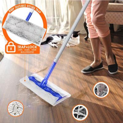 China Sustainable China Microfiber Movable Floor Mop Cloth Embossed Nonwoven Disposable Mop With Telescopic Handle Magic Flat Mop for sale