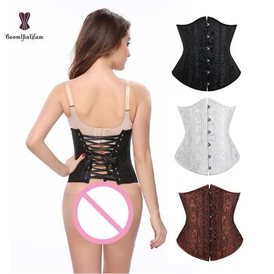 China Antibacterial 3 Colors Can Be Supply Coffee Korset Women Floral Waist Shapers Underbust Corset Sexy 26 Bones for sale