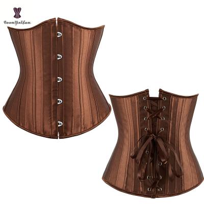 China Antibacterial Play Music Closure XXS To Black Steel Boned Champagne Corselet Women Underbust Corset Bustier Brown 6XL 26 for sale