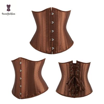 China Black Antibacterial Coffee Ivory-colord 6XL Size XXS to Women's Satin Underbust Ann Cherry Steel Boned Corset 26 for sale