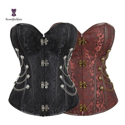 China Sexy Faux Leather Corset Clubwear Bustier Lingerie Plus Size Waist Cincher Top for sale