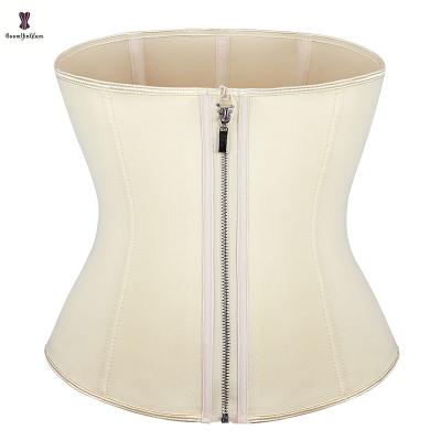 China 11 Inches 30CM Antibacterial Bonded Steel Corset Woman Hot Belt Slimming Waist Straps Ivory Color Thermal Belts With Zipper And Clip for sale