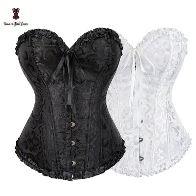 China Front Busk Women's Size S Antibacterial To XXL 12 Bone Fajas Waist Corset Steel Overbust Steampunk Corsets And Bustiers for sale