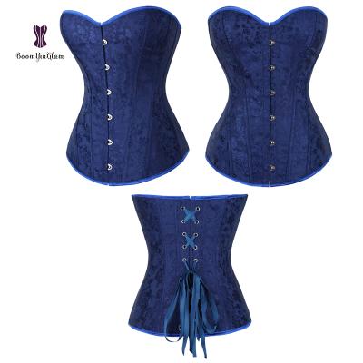 China Satin Steampunk Overbust Corset Antibacterial Sexy Gothic Vintage Lace Up Boned Bridal Waist Training Bustier Top for sale