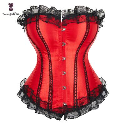 China Antibacterial Detachable Red Black Gothic Bustier Skirt Gothic Bustier Tutu Skirt Floral Corset Dress Plus Size Women's Korset Waist Training Dress for sale