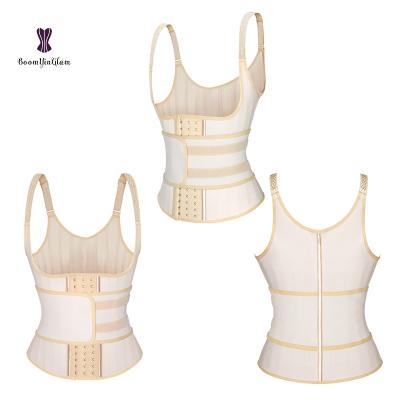 China New Antibacterial Strong Adjustable Strap Body Shaper Fajas Sport Girdles Slimming Vests Plus Waist Trimmer Latex Waist Trainer Vest for sale