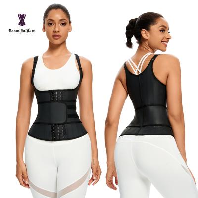 China 100% Qianfa Antibacterial Shiny Surface Antibacterial Shiny 100% Latex Waist Trainer Vest With Hooks 6XL Steel Fitness Bondage Women New Invest for sale