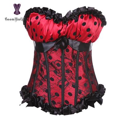 China High quality antibacterial spaghetti tie floral lace ruffled padded bustiers young schoolgirls dot corset for teens for sale