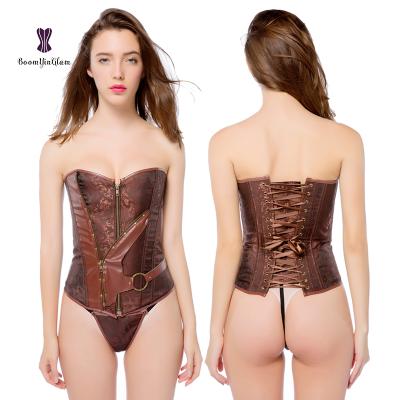 China Antibacterial Women Corset Waist Style Overbust Zipper Corset Sexy Punk Bustier Slimming Body Shaper for sale