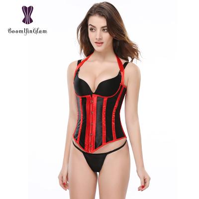 China Plus Size Cincher Shaper Cupless Steampunk Punk Rock Halter Neck Underbust Corset Vest Bustier Shaper for sale