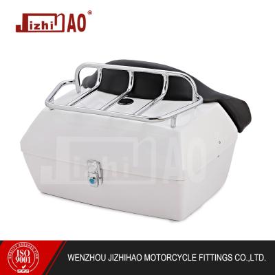 China Soft Leather Cargo Backrest Motorcycle Trunk Tail Box With Top Rack 525B for sale